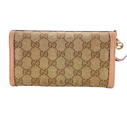 GUCCI 323396 Flap coin purse long wallet GG canvas beige women's Z0006974