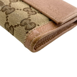 GUCCI 323396 Flap coin purse long wallet GG canvas beige women's Z0006974