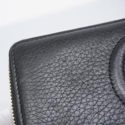 Gucci Long Wallet Soho 282413 Leather Black Champagne Women's