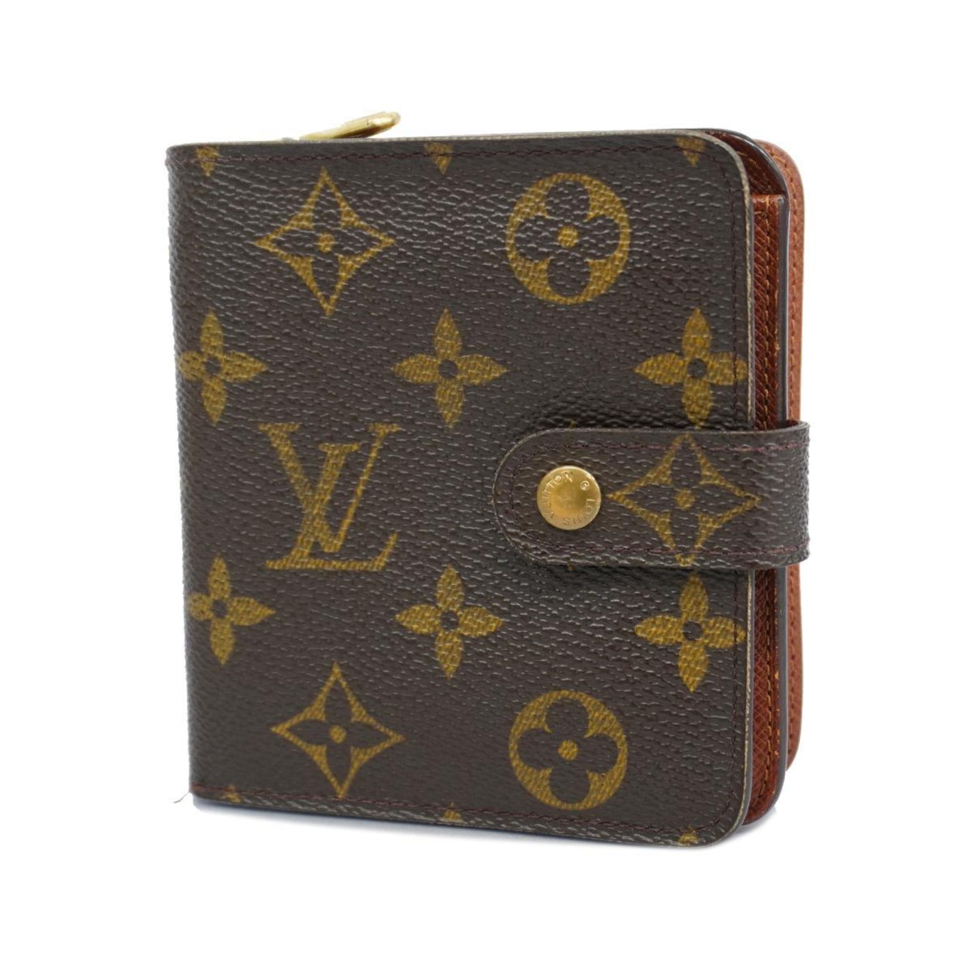 Louis Vuitton Wallet Monogram Compact Zip M61667 Brown Women's