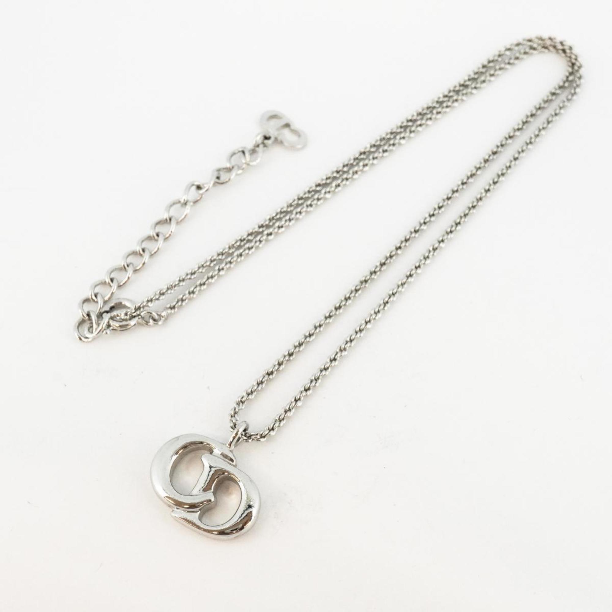 Christian Dior Necklace CD Metal Silver Women's