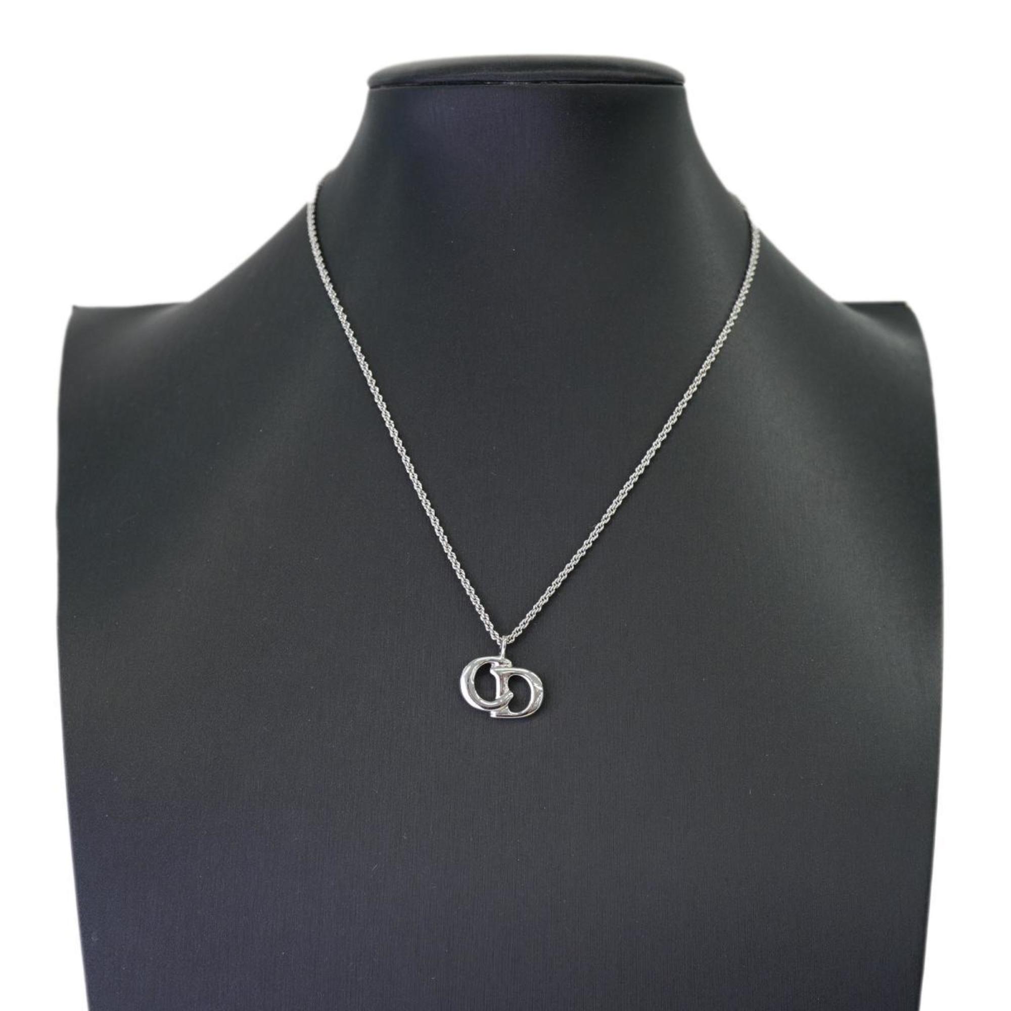 Christian Dior Necklace CD Metal Silver Women's