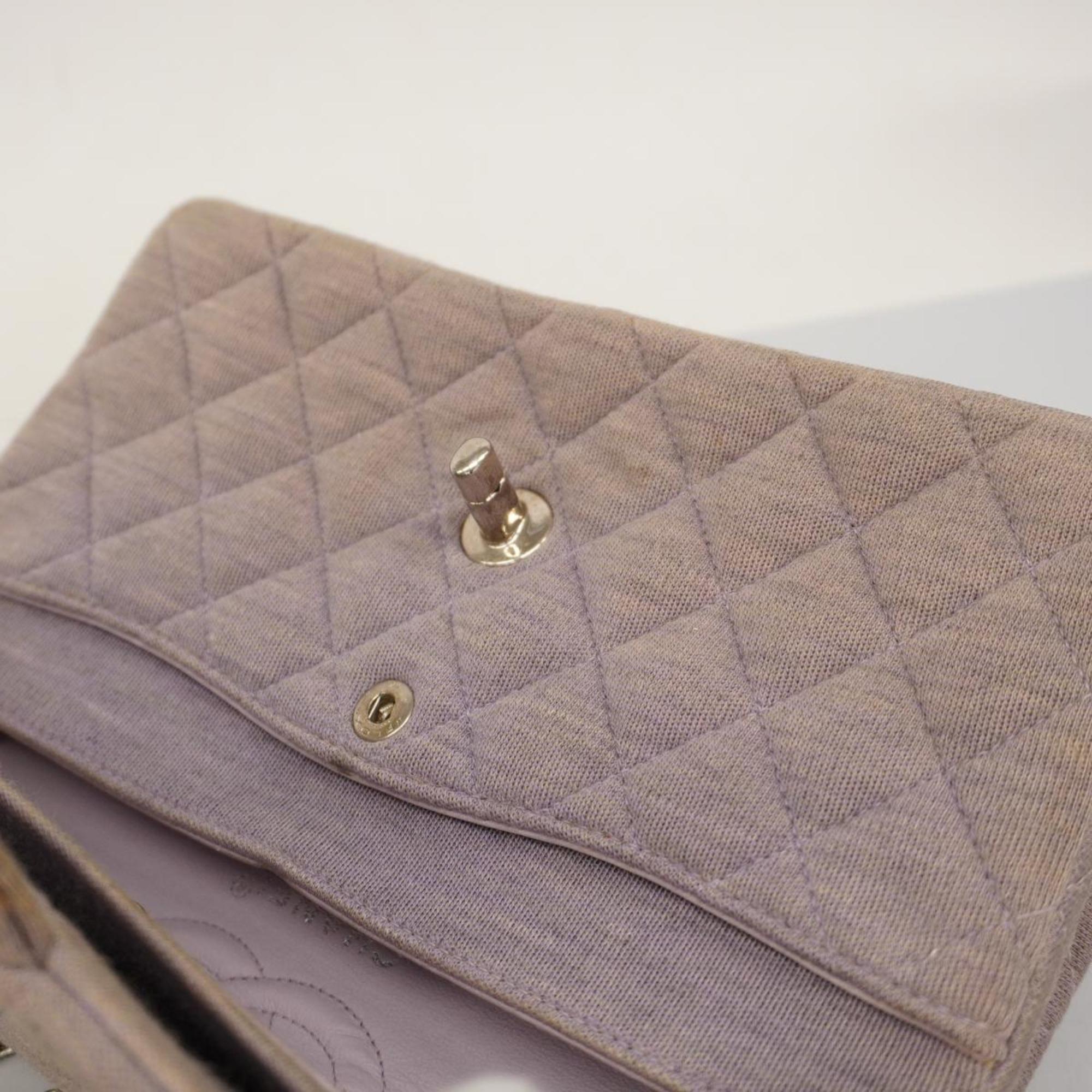 Chanel Shoulder Bag Matelasse W Chain Cotton Purple Women's