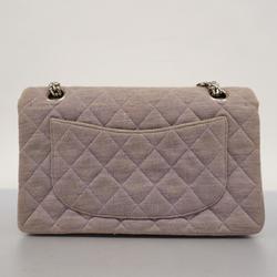 Chanel Shoulder Bag Matelasse W Chain Cotton Purple Women's