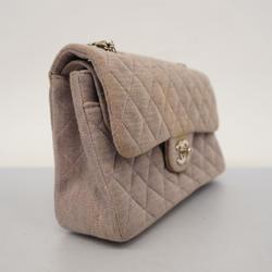 Chanel Shoulder Bag Matelasse W Chain Cotton Purple Women's