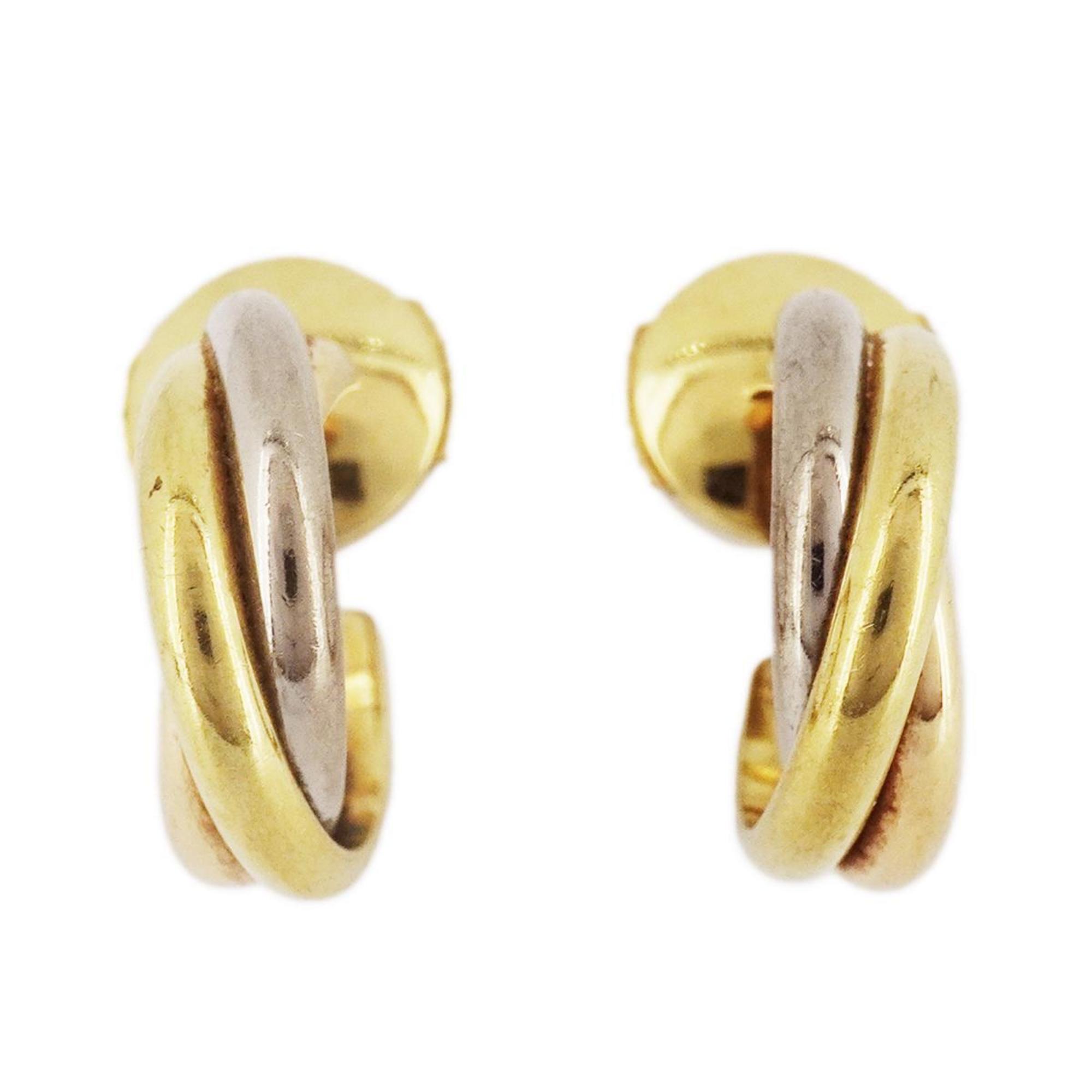 Cartier Trinity Earrings K18YG Yellow Gold K18WG White K18PG Pink Women's