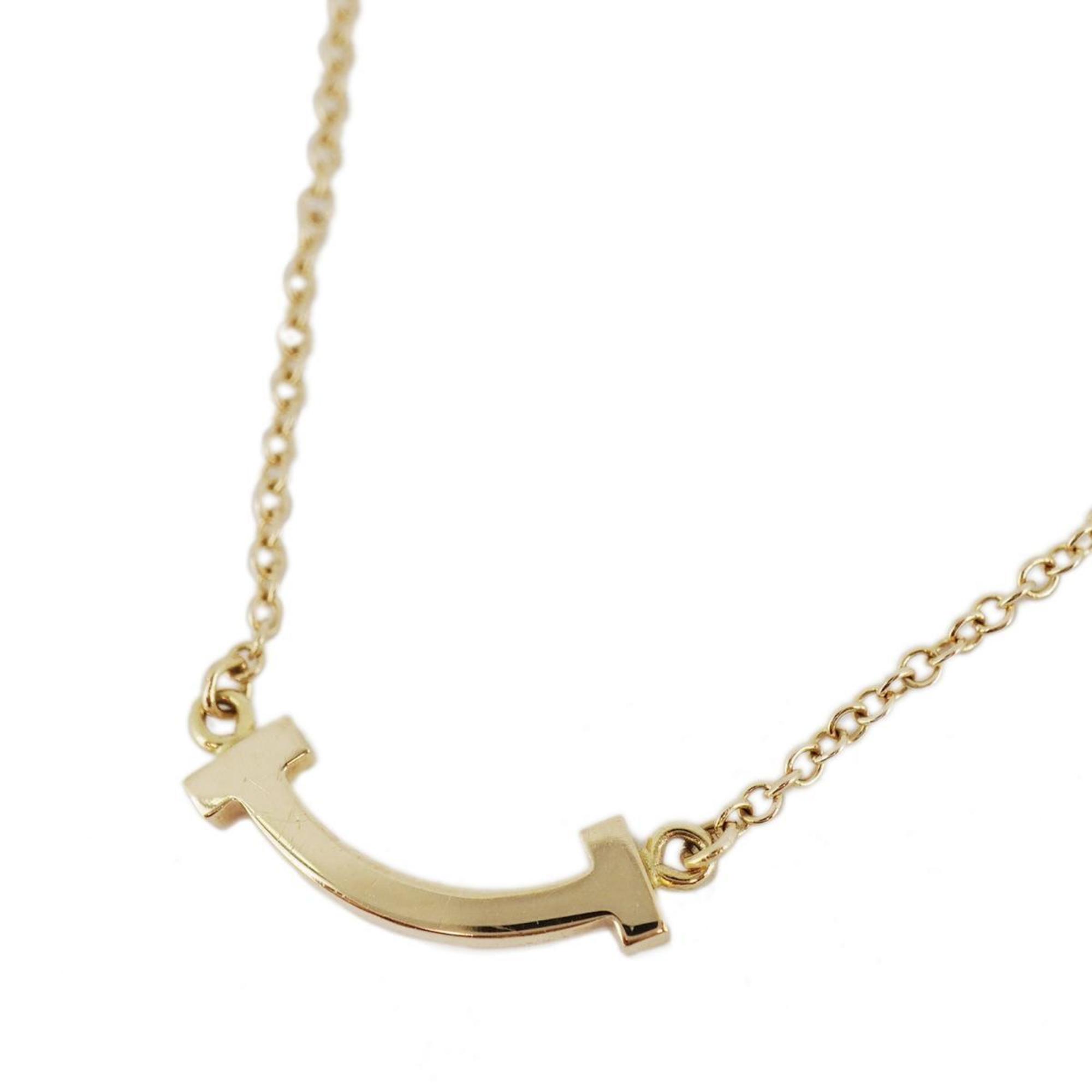 Tiffany Necklace T Smile Micro K18YG Yellow Gold Ladies