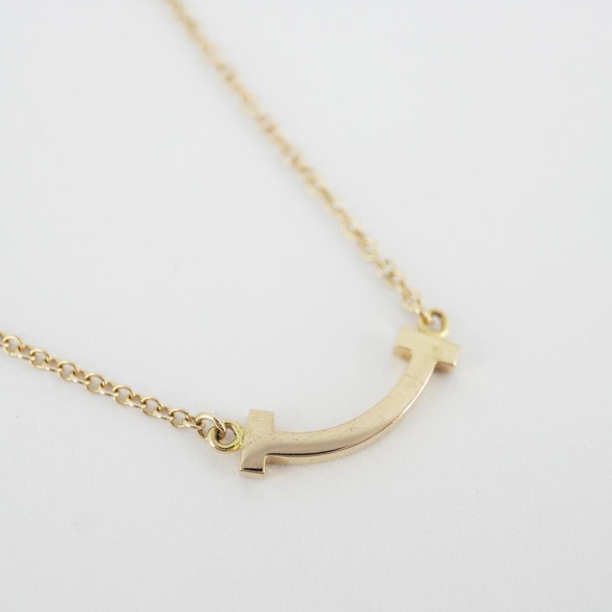 Tiffany Necklace T Smile Micro K18YG Yellow Gold Ladies