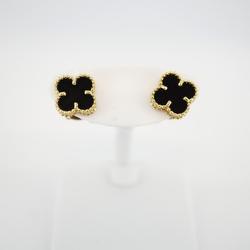 Van Cleef & Arpels Sweet Alhambra Earrings, Onyx, K18YG, Yellow Gold, Women's