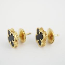 Van Cleef & Arpels Sweet Alhambra Earrings, Onyx, K18YG, Yellow Gold, Women's