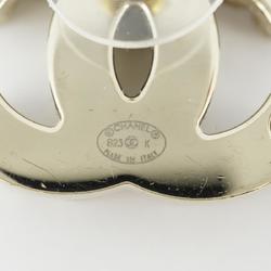 Chanel Earrings Coco Mark Rhinestone GP Plated Champagne Gold Black B23K Women's