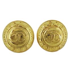 Chanel Earrings Coco Mark Circle GP Plated Gold Women's