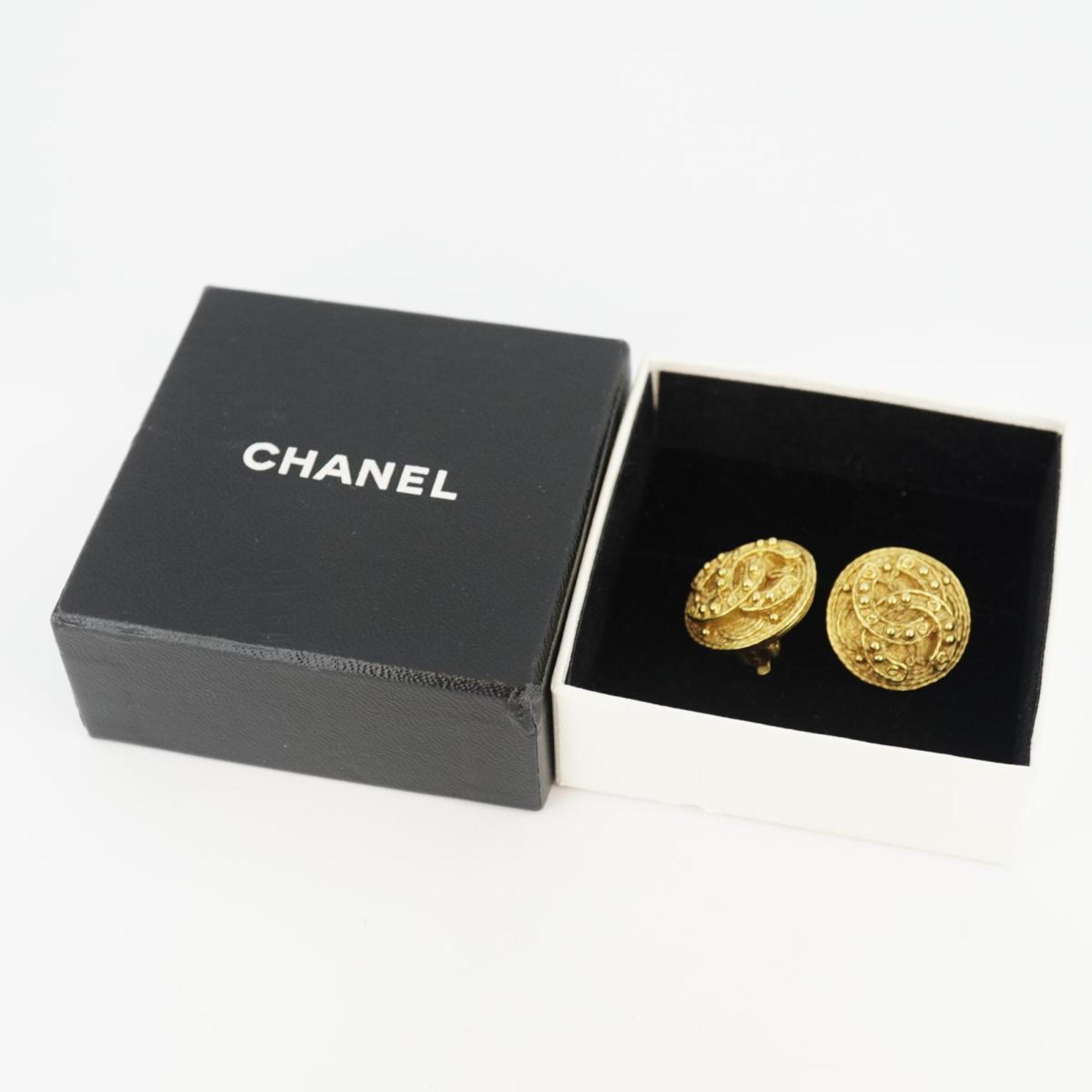 Chanel Earrings Coco Mark Circle GP Plated Gold 94A Women's