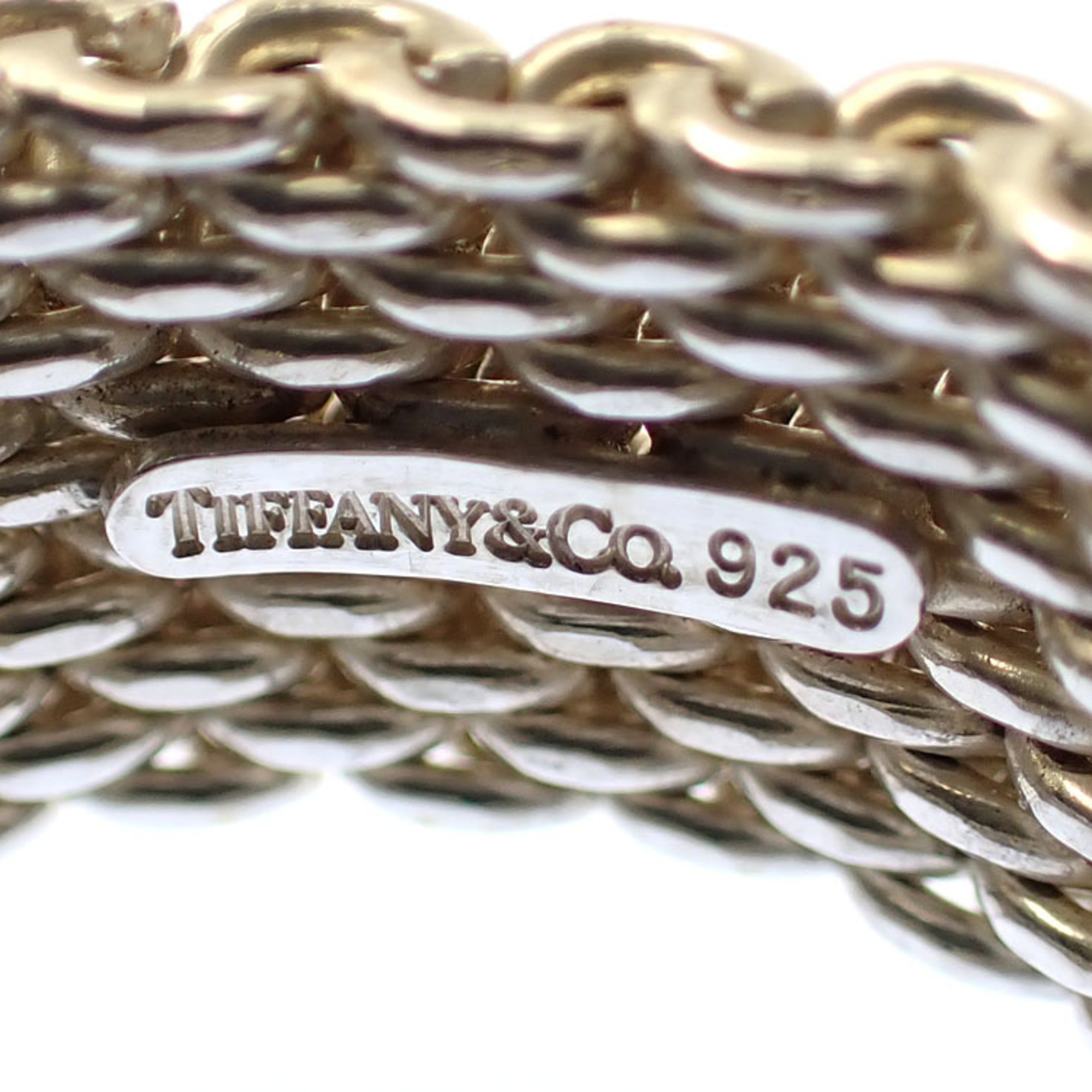 Tiffany Somerset Ring for Women, SV925, 12K, 8.6g, Silver, Mesh