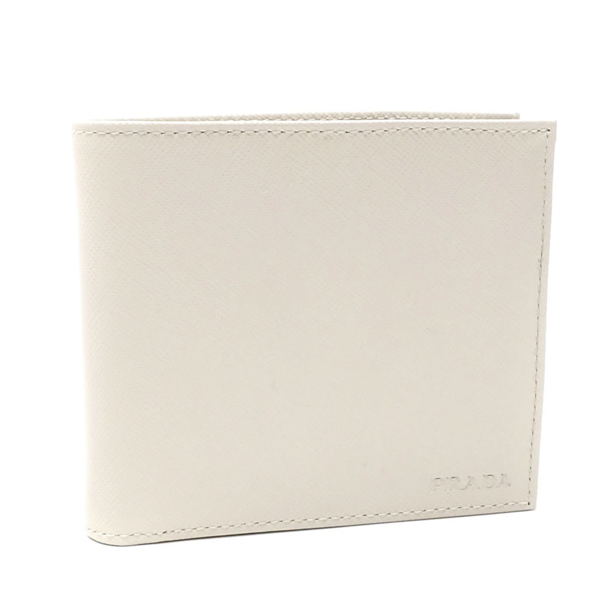 Prada Men's Bi-fold Wallet Talco Saffiano Leather 2M0738 White