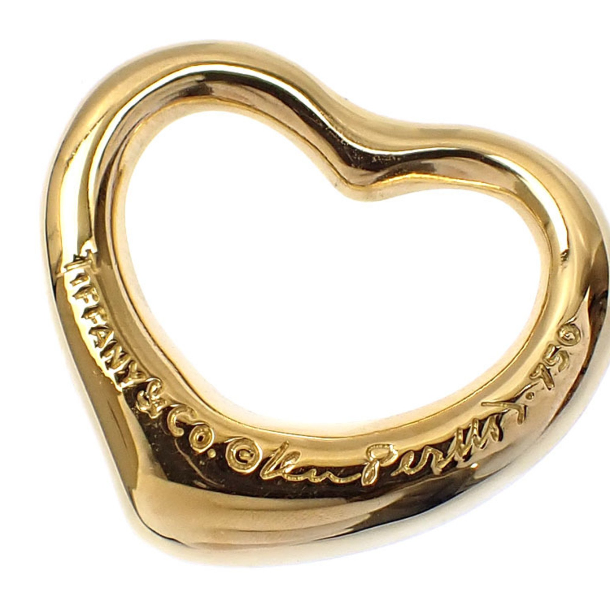 Tiffany Heart Pendant Top for Women Diamond K18YG 5.2g 750 18K Yellow Gold Head