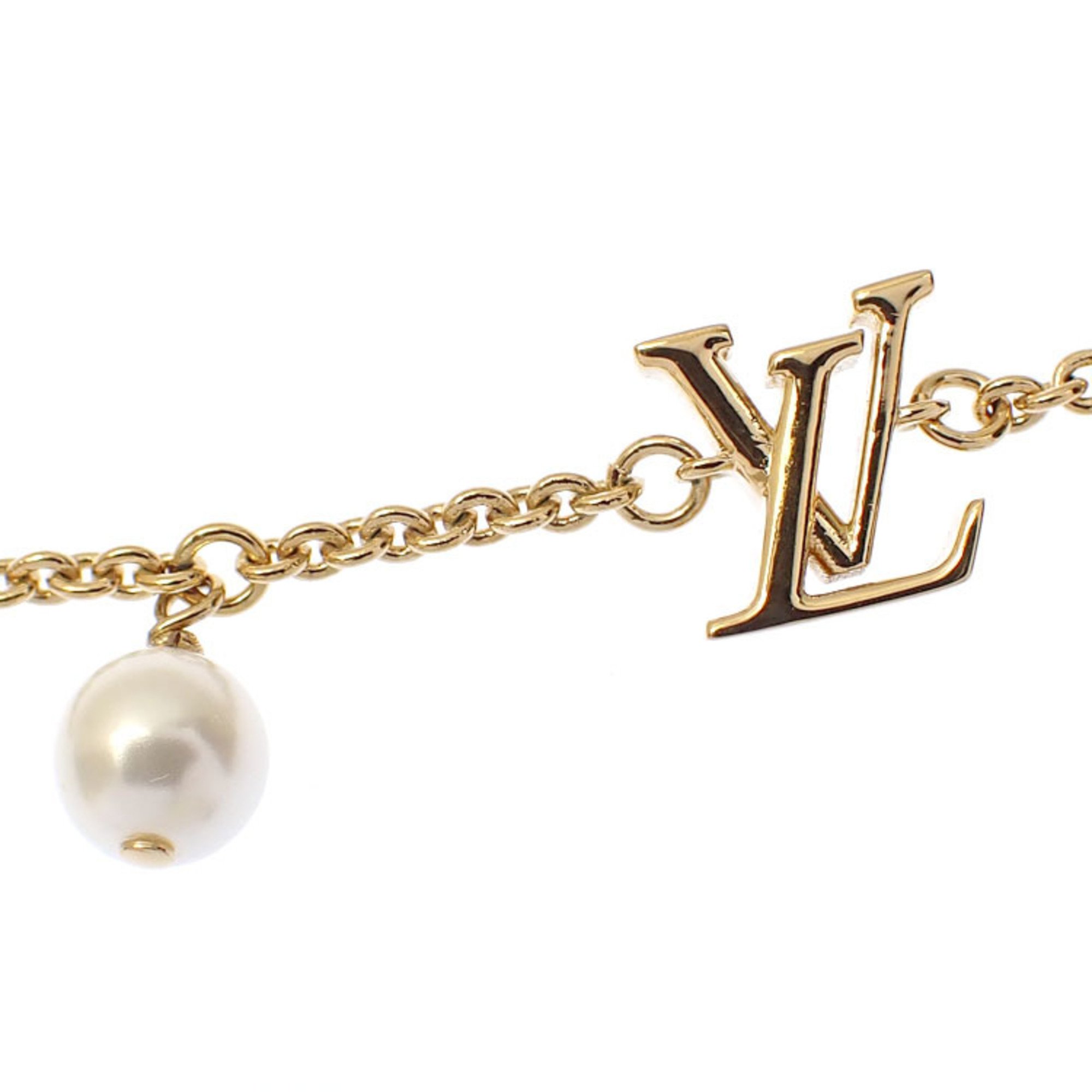 Louis Vuitton Bracelet LV Iconic Louisa Women's White Resin Pearl Brass M1450A