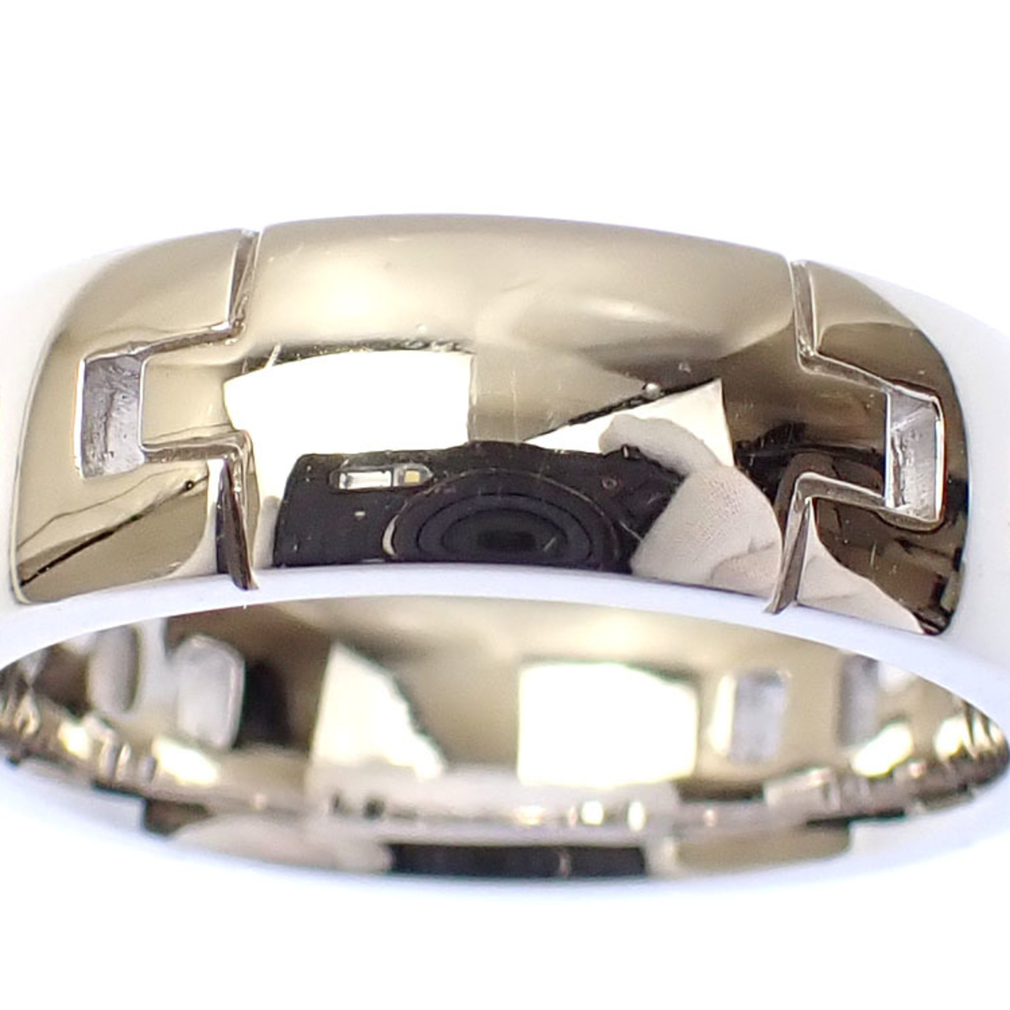Hermes Hercules Ring for Women, K18WG, Size 9.5, #50, 7.5g, 750, 18K White Gold