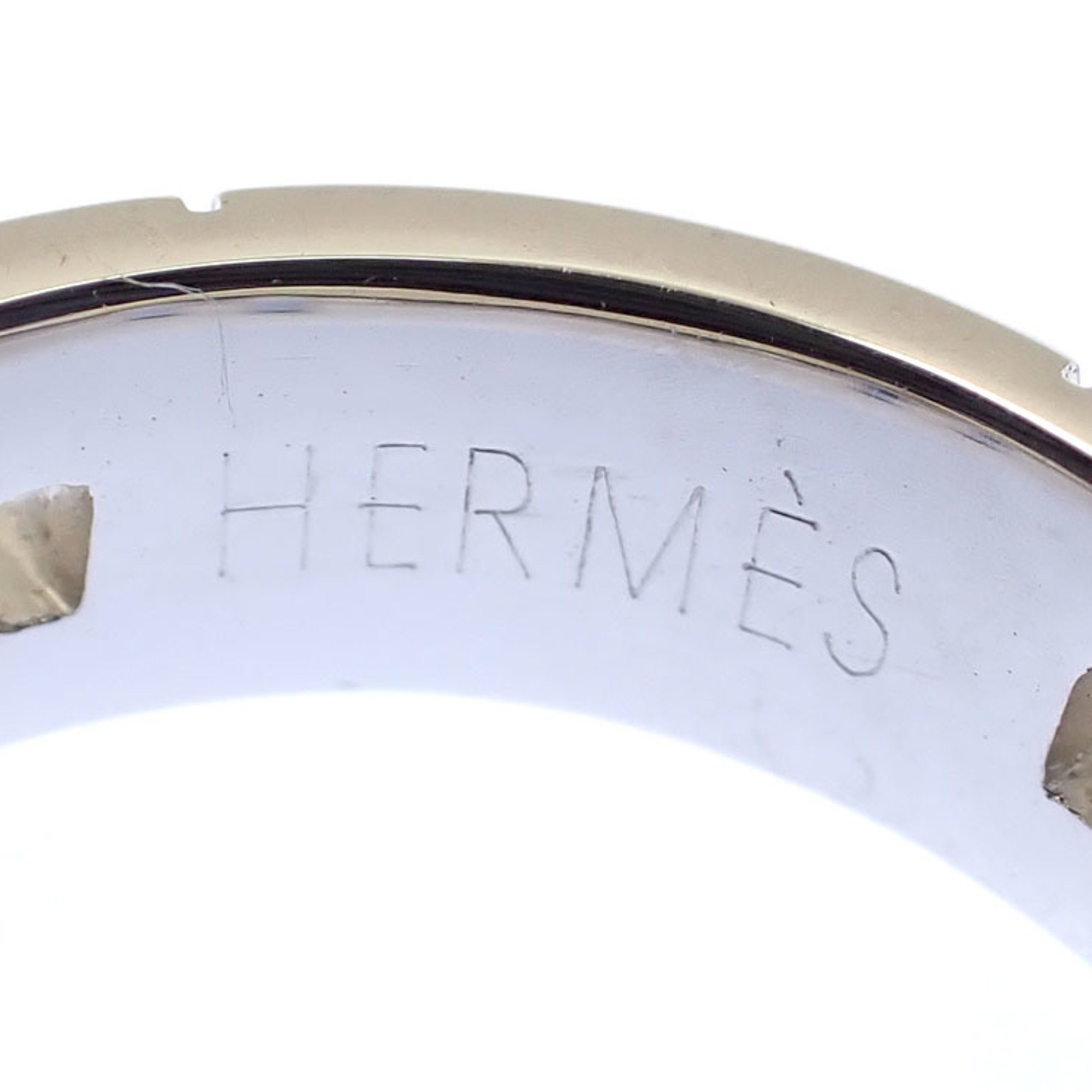 Hermes Hercules Ring for Women, K18WG, Size 9.5, #50, 7.5g, 750, 18K White Gold