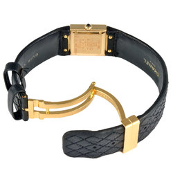 CHANEL Matelasse H0109 Watch, K18YG/Leather Belt, Quartz, Black Dial, Women's