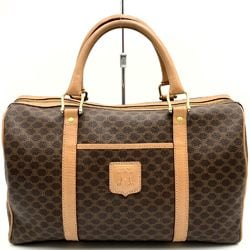 CELINE M14 Boston bag, handbag, macadam pattern x leather, brown, for women