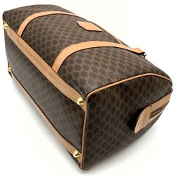 CELINE M14 Boston bag, handbag, macadam pattern x leather, brown, for women