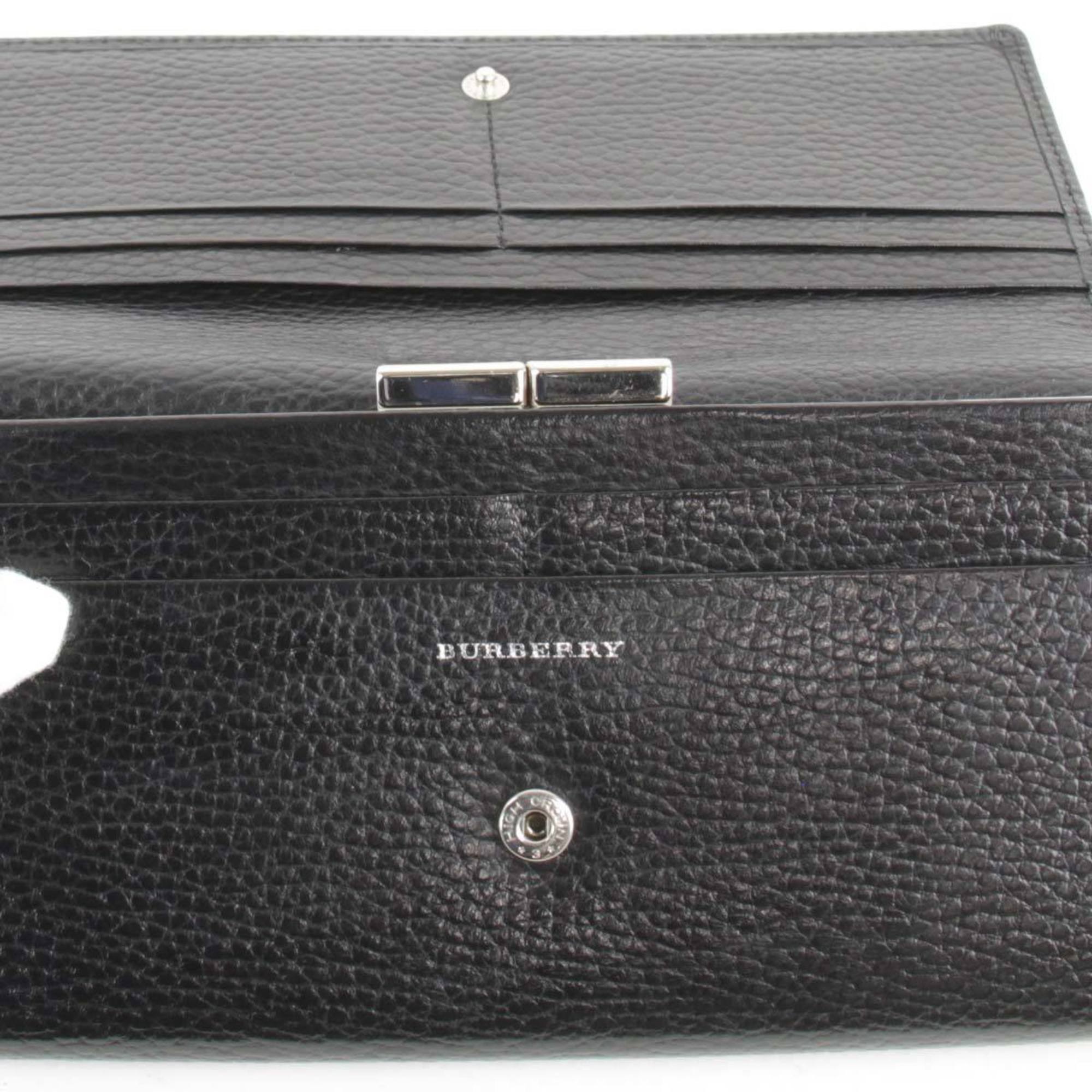 BURBERRY Long wallet in leather, black