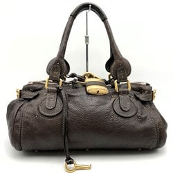 Chloé Chloe Paddington Handbag Brown Padlock Leather Women's