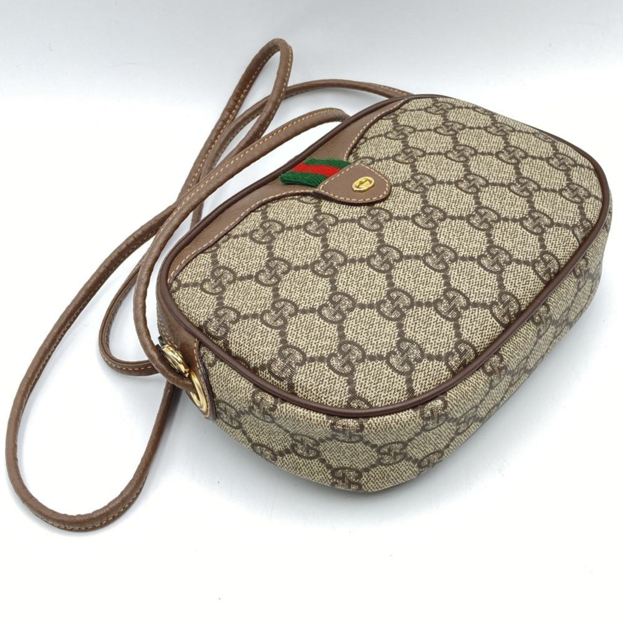 Gucci Old Shoulder Bag Sherry Line Interlocking G Brown GG Supreme Women's 007 58 6112 GUCCI
