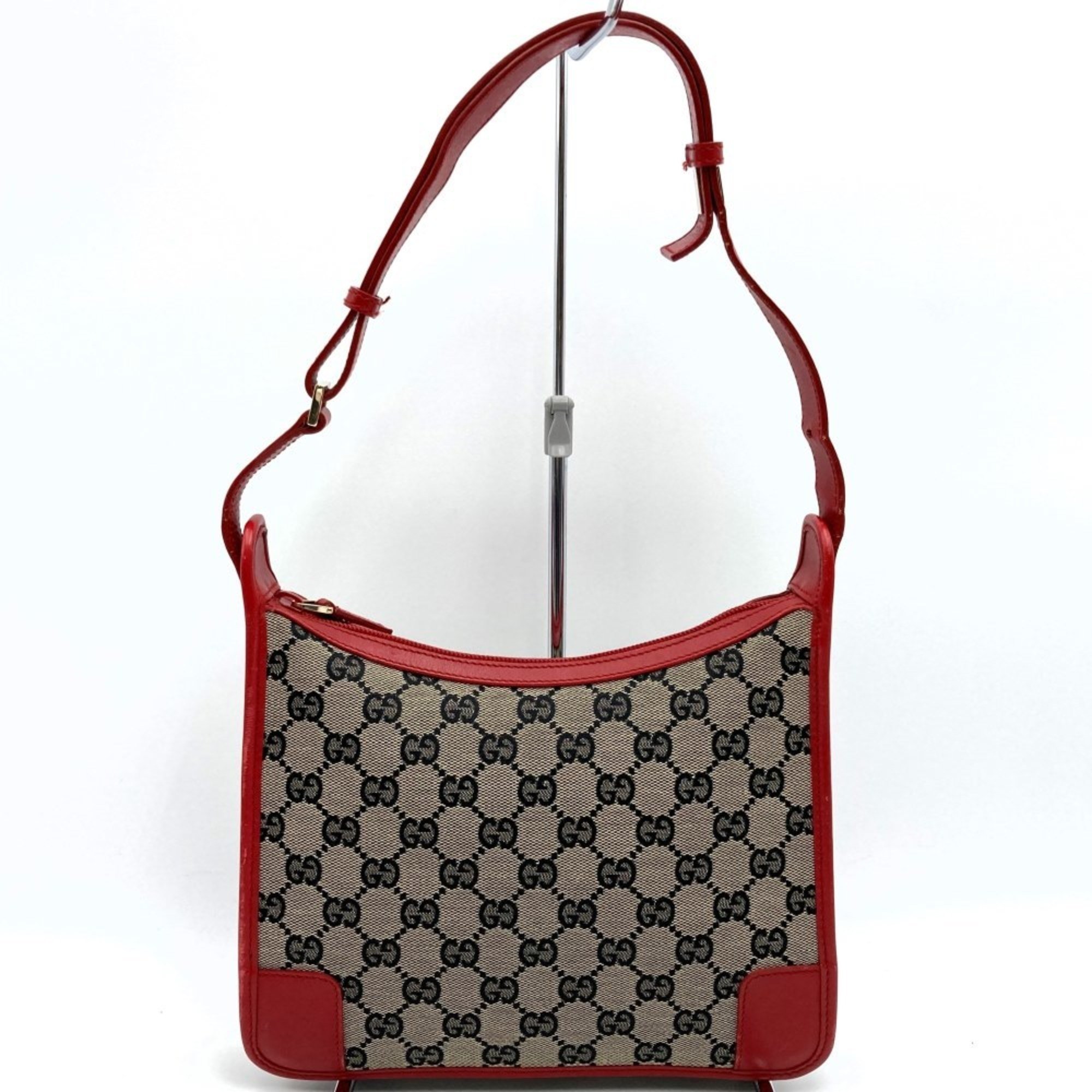 Gucci Shoulder Bag Red GG Canvas Leather Women's 001 4206 GUCCI