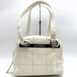 CHANEL Chocobar Handbag White Caviar Leather Women's