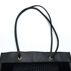 FENDI Tote Bag Shoulder Mesh Black Nylon Leather Women's