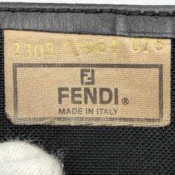 FENDI Tote Bag Shoulder Mesh Black Nylon Leather Women's