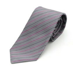 BVLGARI Sevenfold Necktie Striped British Style 100% Silk Gray Purple