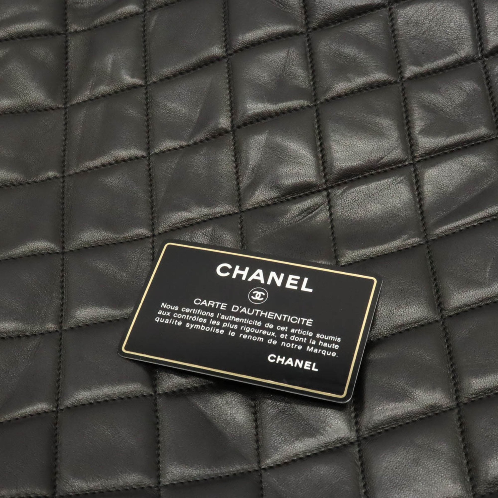 CHANEL Matelasse Coco Mark Tote Bag Leather Black