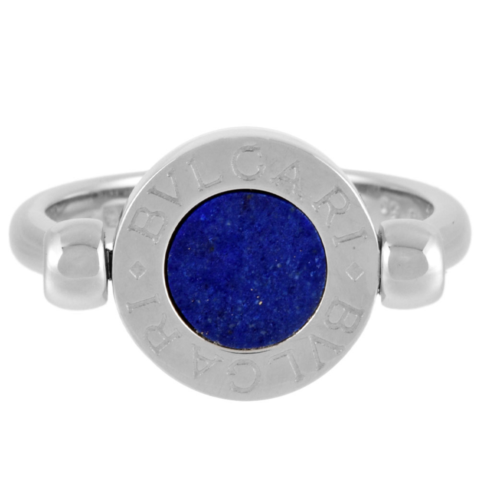 BVLGARI Flip Ring Reversible #50 Size 8 K18WG Diamond Lapis Lazuli Ladies