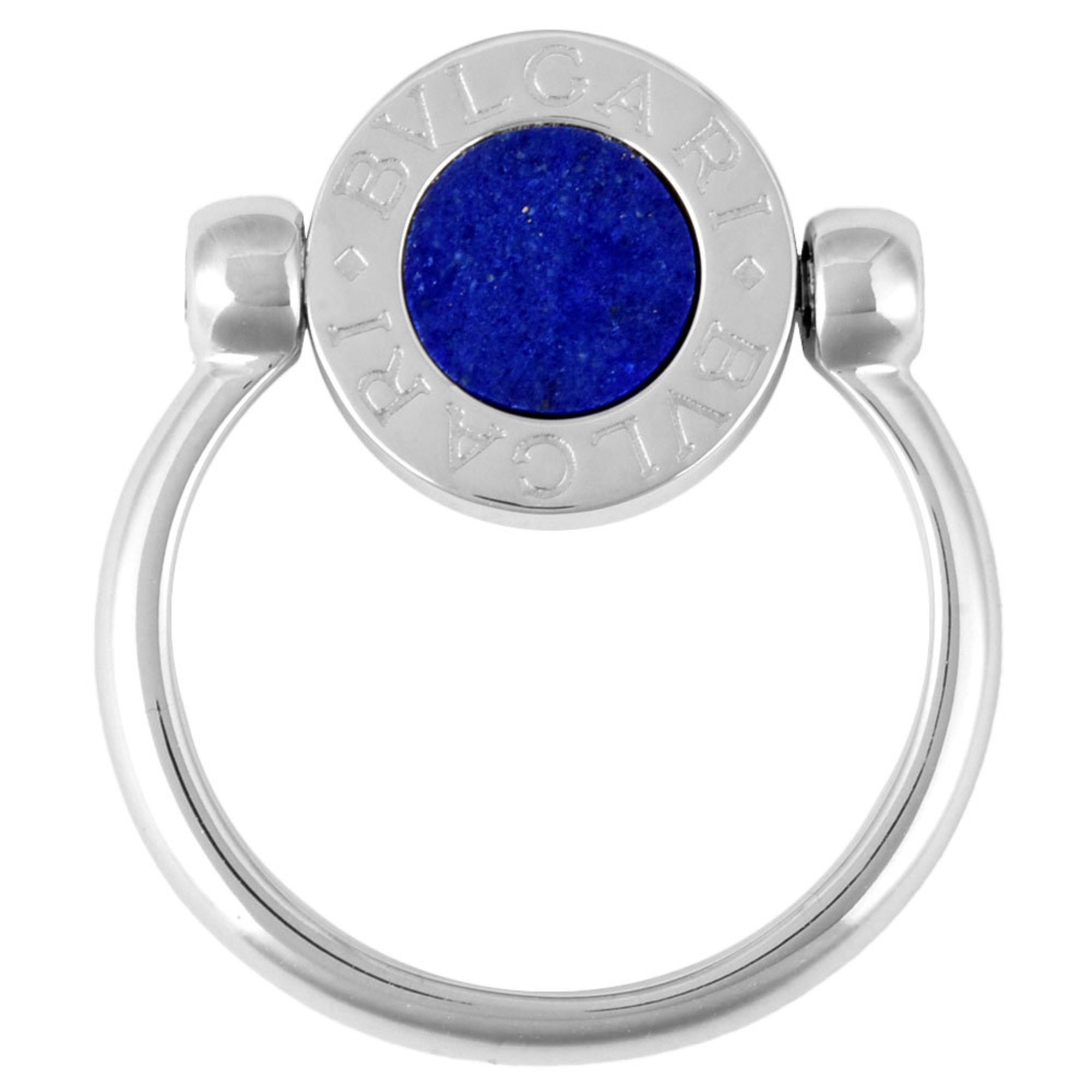 BVLGARI Flip Ring Reversible #50 Size 8 K18WG Diamond Lapis Lazuli Ladies