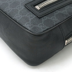 GUCCI Soft GG Supreme Sling Bag Pack Web Stripe Belt Body PVC Leather Black Grey 478325
