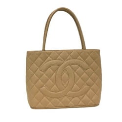 CHANEL Reproduction Tote Bag Beige No.6 Guarantee Card Included Caviar Skin KB-8500