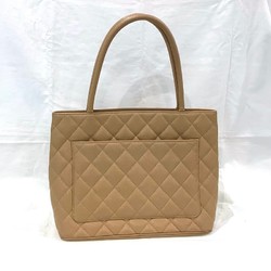 CHANEL Reproduction Tote Bag Beige No.6 Guarantee Card Included Caviar Skin KB-8500