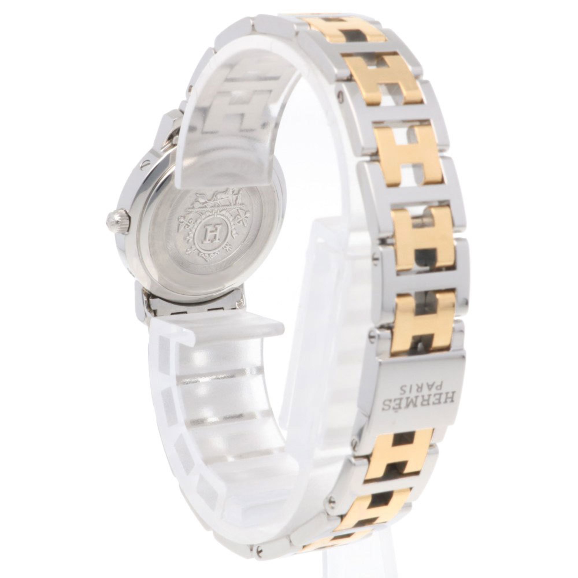 Hermes Clipper Watch Stainless Steel CL4.220 Quartz Ladies HERMES White Shell