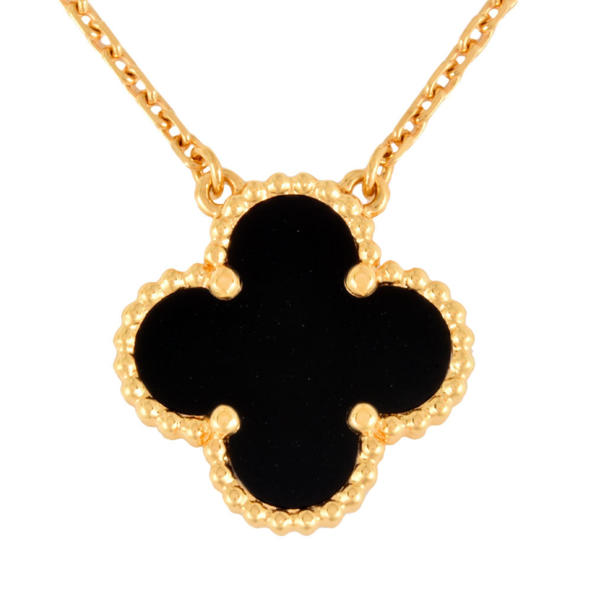 Van Cleef & Arpels Alhambra Necklace K18YG Onyx Women's