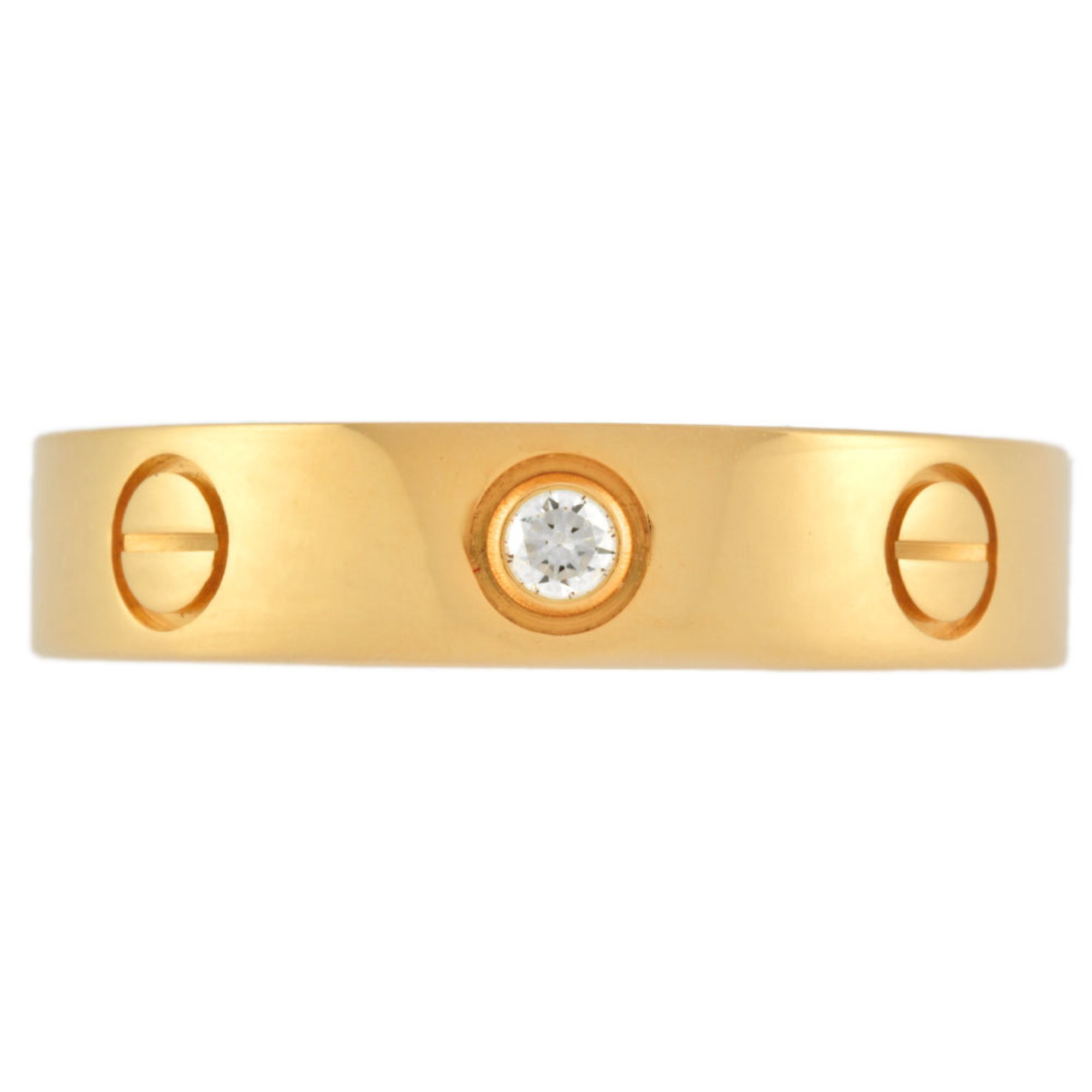 Cartier Love Ring, 1P Diamond, #48, Size 8, K18YG, 4.2g, Women's