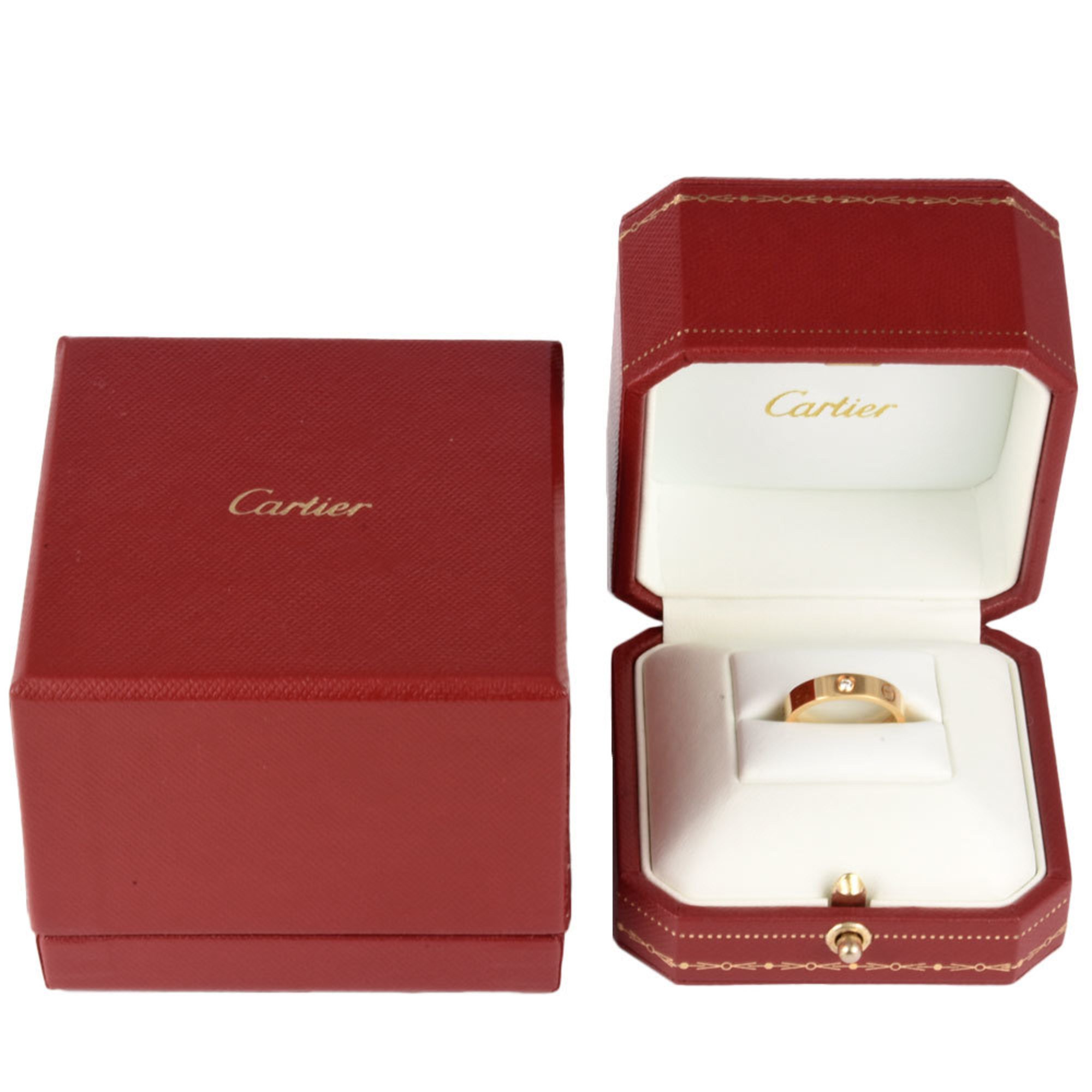 Cartier Love Ring, 1P Diamond, #48, Size 8, K18YG, 4.2g, Women's