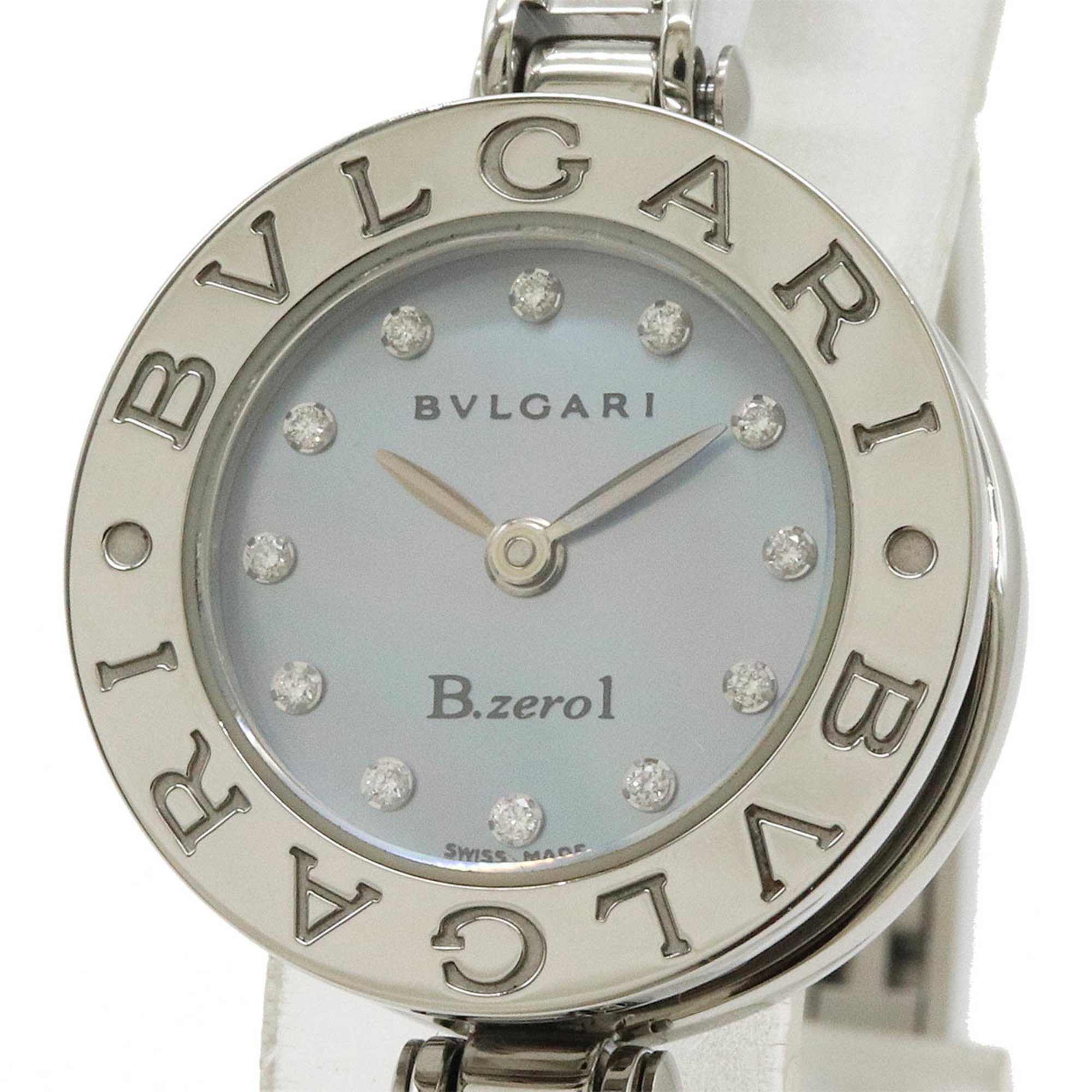BVLGARI B.zero1 B-zero1 12P Diamond Black Shell Dial Bangle S Size Women's Quartz Watch BZ22S