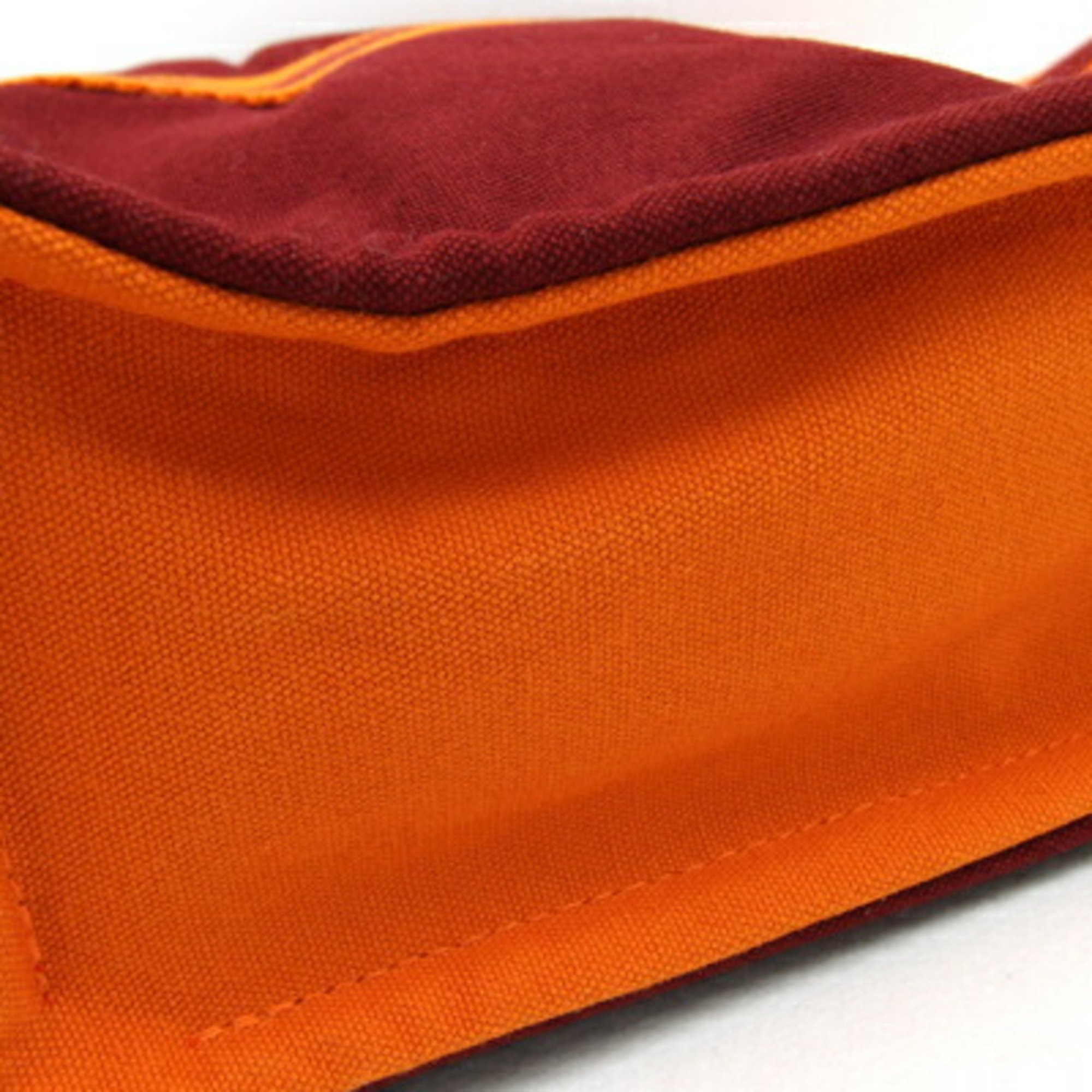 Hermes Handbag Foule Tote MM Orange Bordeaux Cotton Canvas French Festival 2002 Hawaii Limited Edition Bag HERMES