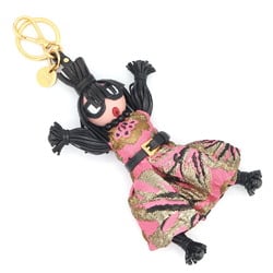 Prada Keychain Jasmine 1TL171 Black Pink Leather Keyring Bag Charm Doll Women's PRADA