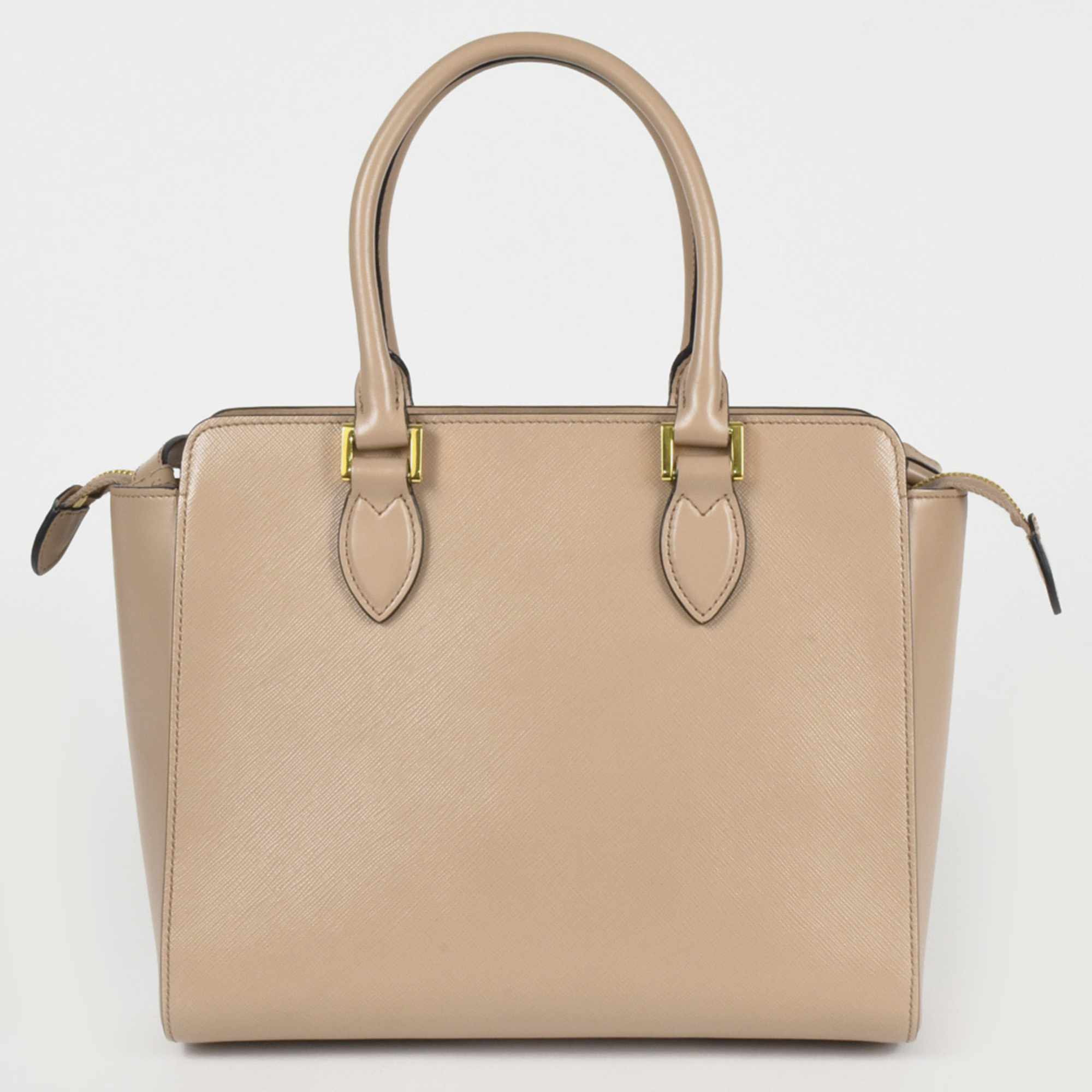 PRADA Handbag Saffiano 1BA113 Beige Leather Shoulder Bag