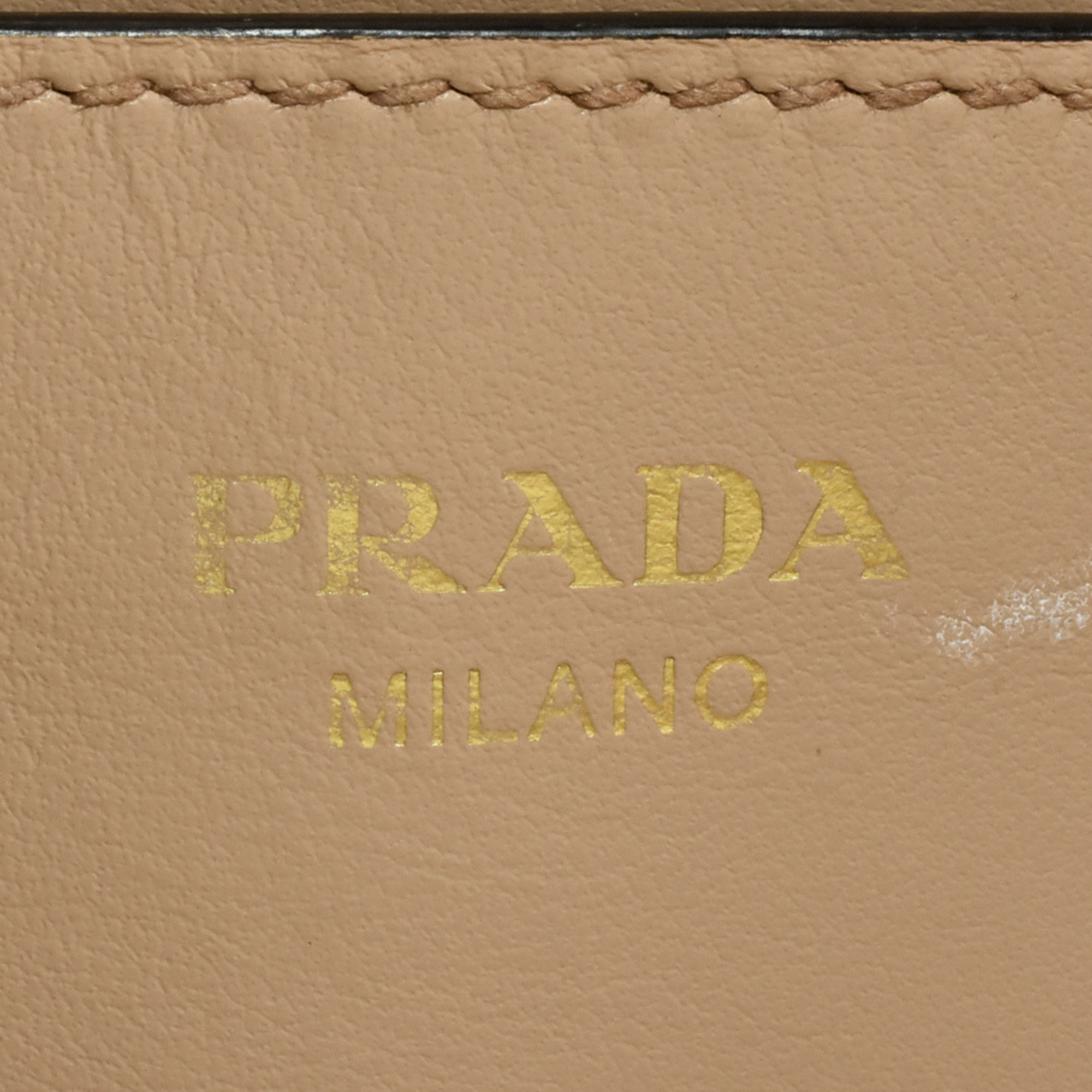 PRADA Handbag Saffiano 1BA113 Beige Leather Shoulder Bag