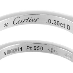 Cartier 1895 Solitaire Ring Diamond 0.30ct #48 Size 8 Pt950 3.6g Women's